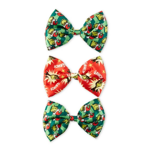 Dr Seuss' The Grinch Who Stole Christmas, Grinch Bow Tie, 3 Count, Red, Green, All Ages