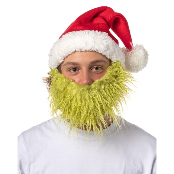 Dr. Seuss The Grinch Who Stole Christmas Knitted Grinch Bearded Santa Hat Adult OSFM Beanie
