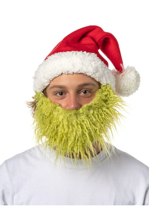 Dr. Seuss The Grinch Who Stole Christmas Knitted Grinch Bearded Santa Hat Adult OSFM Beanie