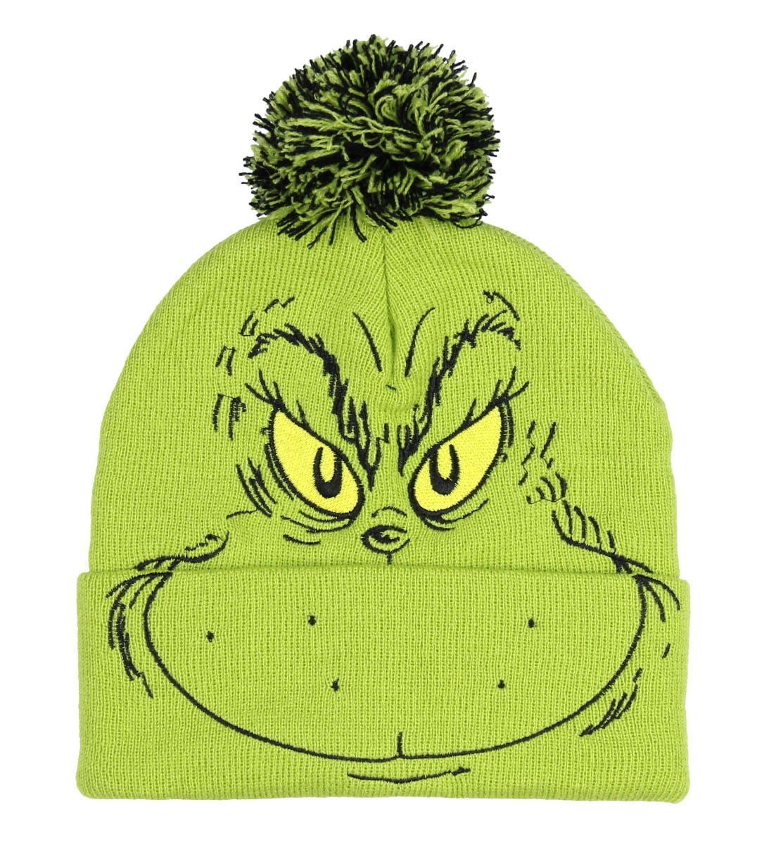 SEVEN TIMES SIX Dr. Seuss The Grinch Who Stole Christmas Pom Beanie Hat Embroidered Character