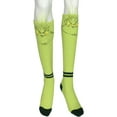 thumbnail image 1 of Dr Seuss The Grinch Women's Christmas Plush Grinch Face Knee-High Gripper Slipper Sock, 1 of 8