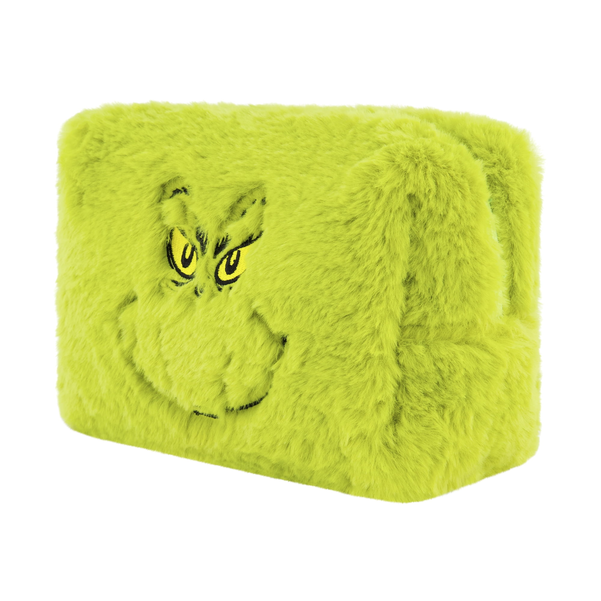 Dr. Seuss The Grinch Women's Makeup Bag, Small Soft Plush Travel Cosmetic Zipper Pouch Organizer, Green