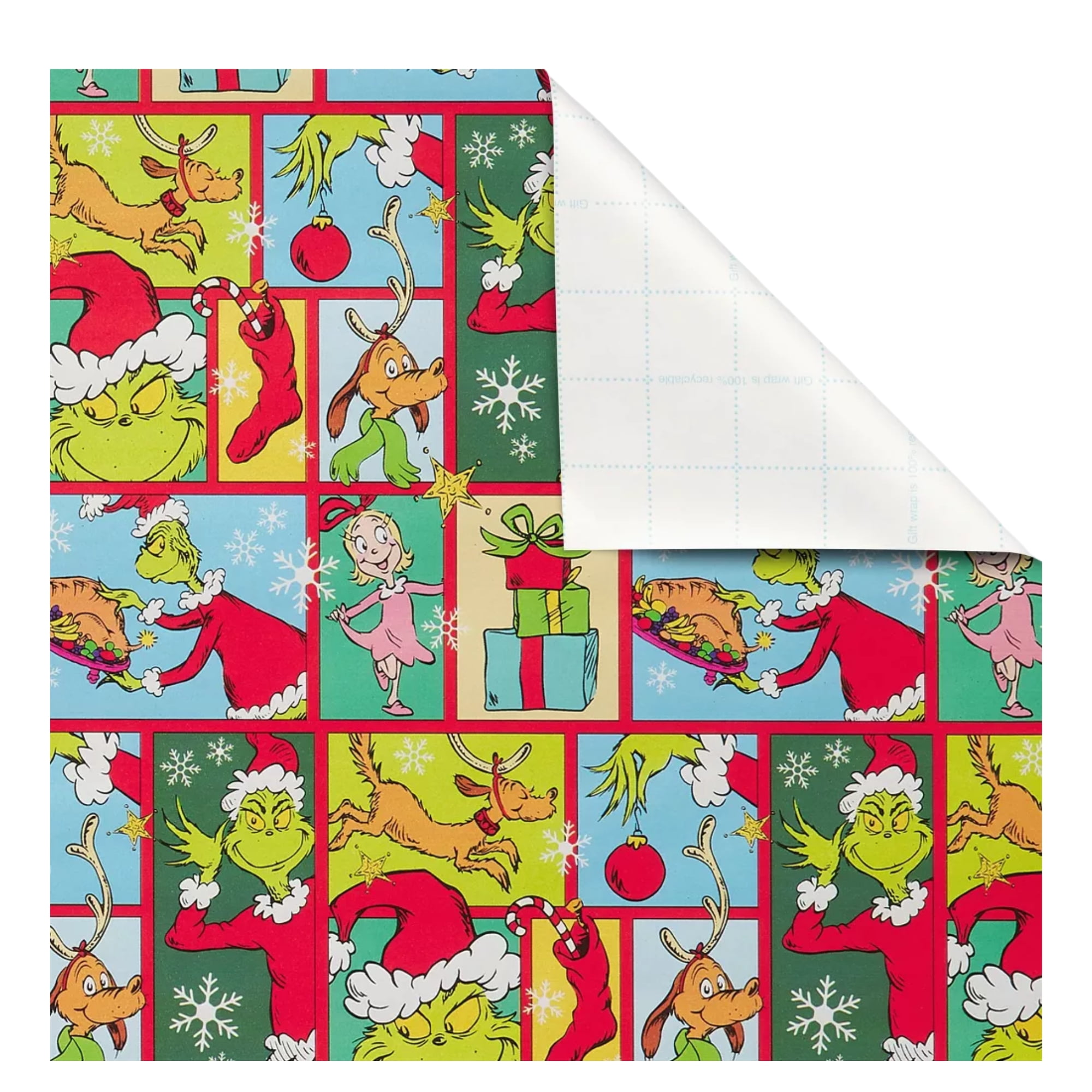 Dr. Seuss The Grinch Wrapping Paper, Tear Resistant Premium Gift Cover