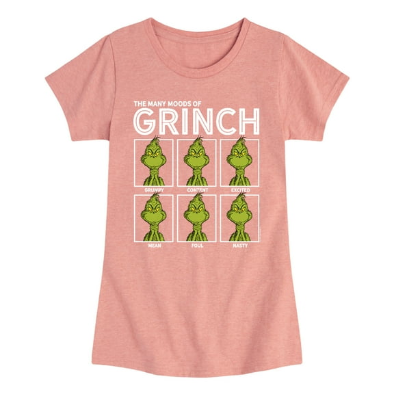 Dr. Seuss - The Many Moods Of Grinch - Toddler And Youth Girls Short Sleeve Graphic T-Shirt