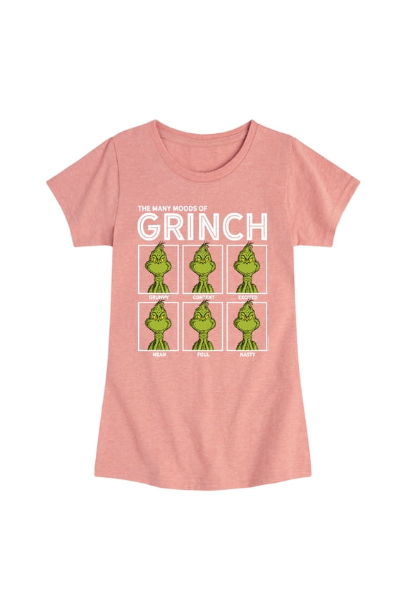 Dr. Seuss - The Many Moods Of Grinch - Toddler And Youth Girls Short Sleeve Graphic T-Shirt