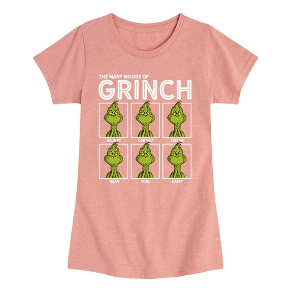 Dr. Seuss - The Many Moods Of Grinch - Toddler And Youth Girls Short Sleeve Graphic T-Shirt