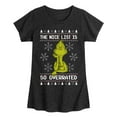 thumbnail image 1 of Dr. Seuss - The Grinch The Nice List Is Overrated - Toddler And Youth Girls Short Sleeve Graphic T-Shirt, 1 of 5