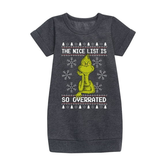 Dr. Seuss - The Grinch The Nice List Is Overrated - Toddler And Youth Girls Fleece Dress