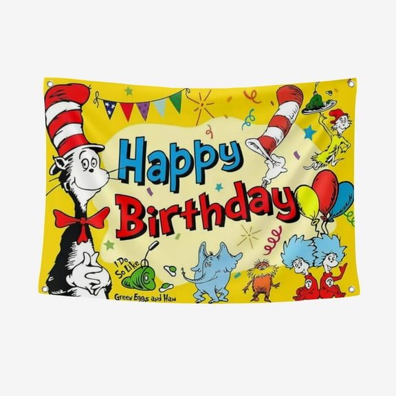 Dr.Seuss Theme Party Supplies Banner Background Backdrop 31.5*47.2IN/80*120CM