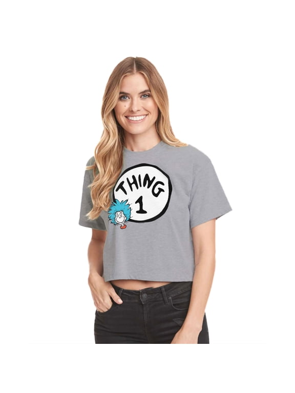 - Thing One - Juniors Cropped Cotton Blend T-Shirt