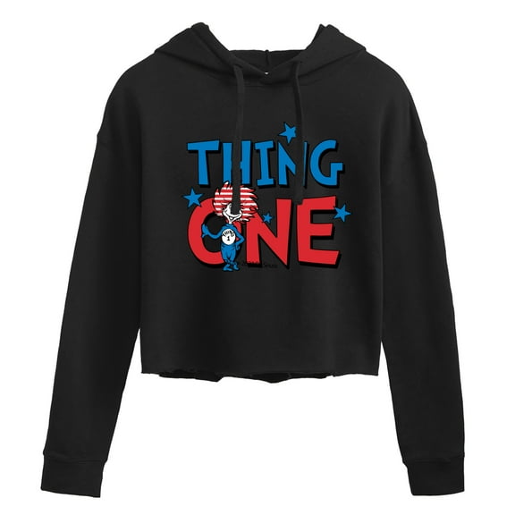Dr. Seuss - American Thing One - Juniors Cropped Pullover Hoodie