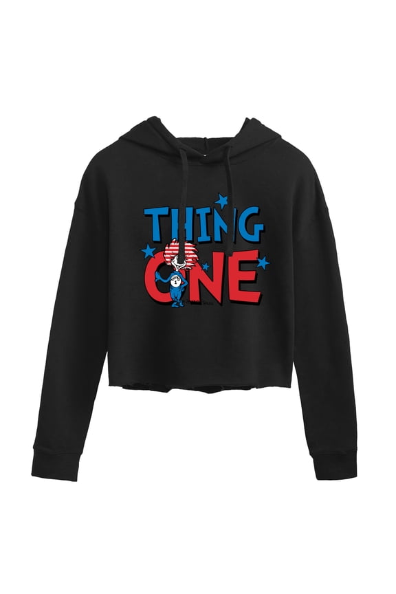 - American Thing One - Juniors Cropped Pullover Hoodie