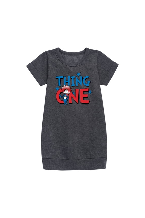 Dr.Seuss - American Thing One - Toddler And Youth Girls Fleece Dress