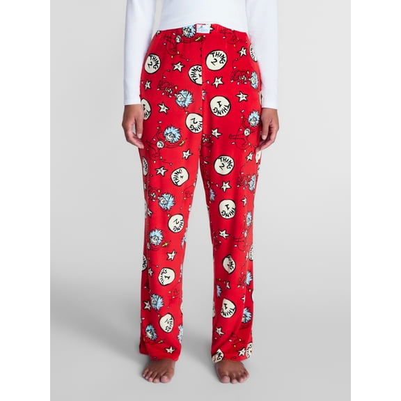 Dr. Seuss Thing One and Thing Two Women’s Velour Sleep Pants, Sizes XS-3X