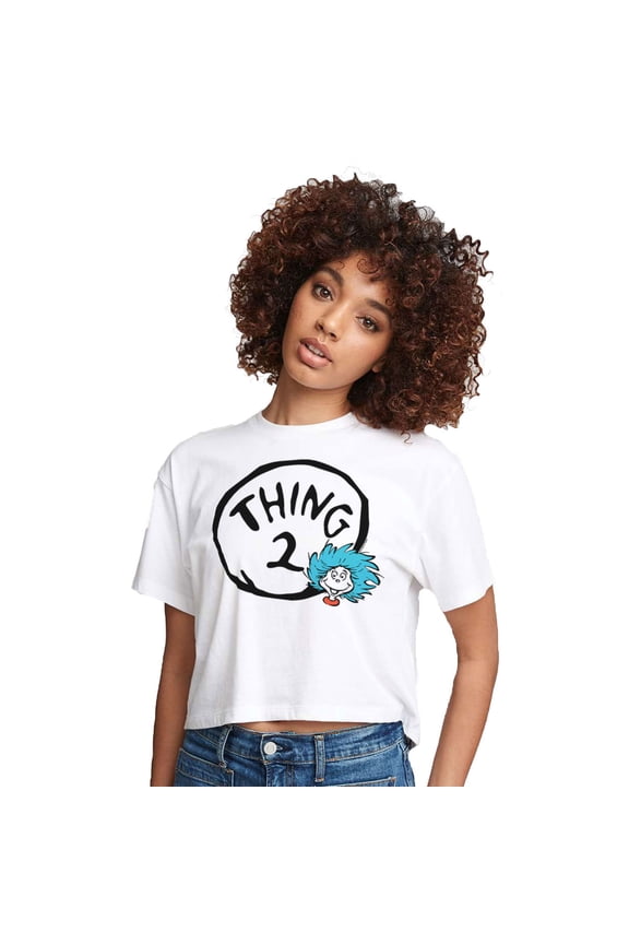 - Thing Two - Juniors Cropped Cotton Blend T-Shirt