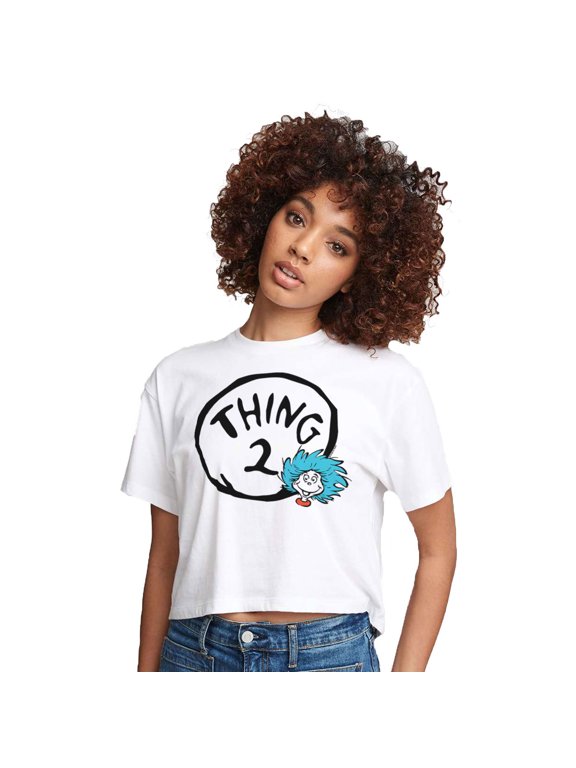 - Thing Two - Juniors Cropped Cotton Blend T-Shirt