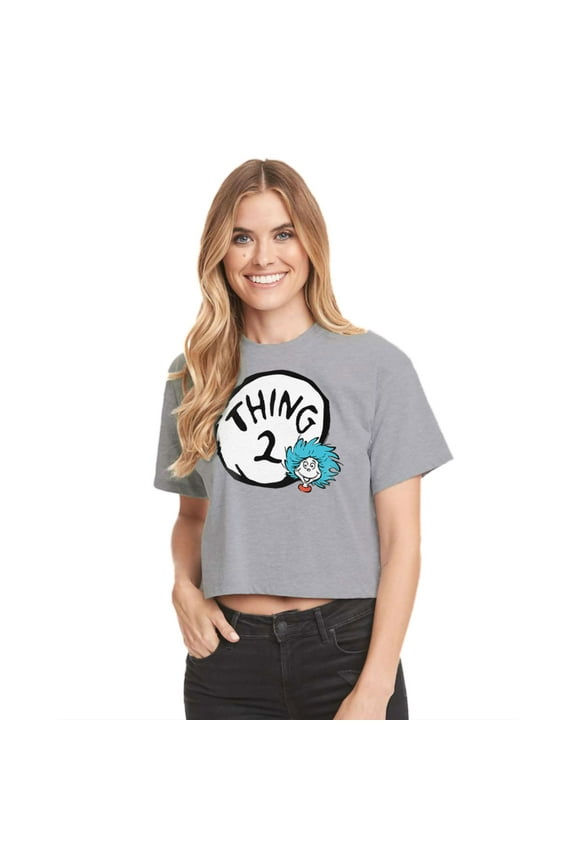- Thing Two - Juniors Cropped Cotton Blend T-Shirt
