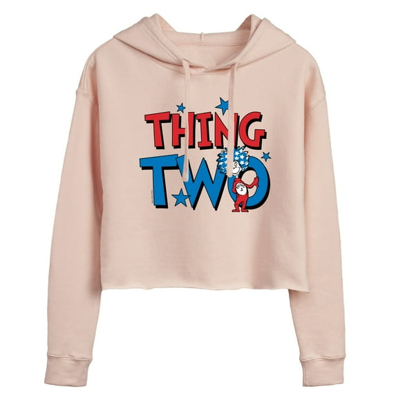 Dr. Seuss - American Thing Two - Juniors Cropped Pullover Hoodie