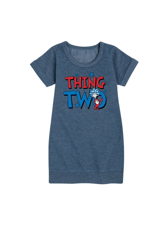 - American Thing Two Graphic Short Sleeve Fleece Dress