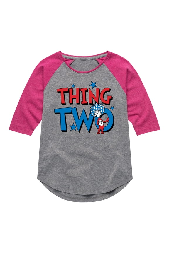 - American Thing Two - Toddler And Youth Girls Raglan Graphic T-Shirt