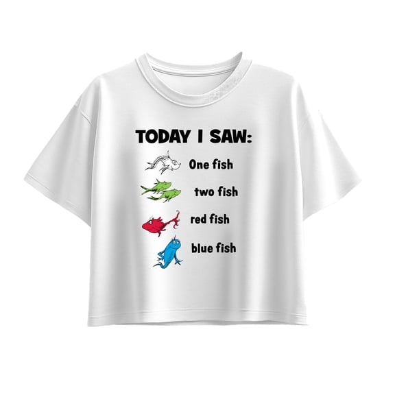 Dr. Seuss - Today Saw One Fish - Youth Girl Short Sleeve Boxy Tee