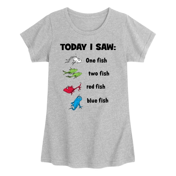 Dr. Seuss - Today Saw One Fish - Youth Girls Short Sleeve T-Shirt
