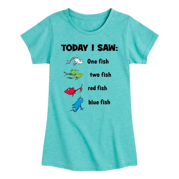 Dr. Seuss - Today Saw One Fish - Youth Girls Short Sleeve T-Shirt