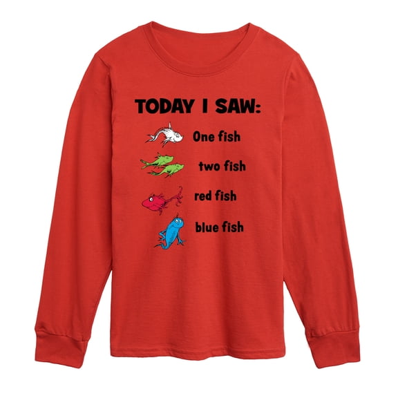 Dr. Seuss - Today Saw One Fish - Youth Long Sleeve Graphic T-Shirt