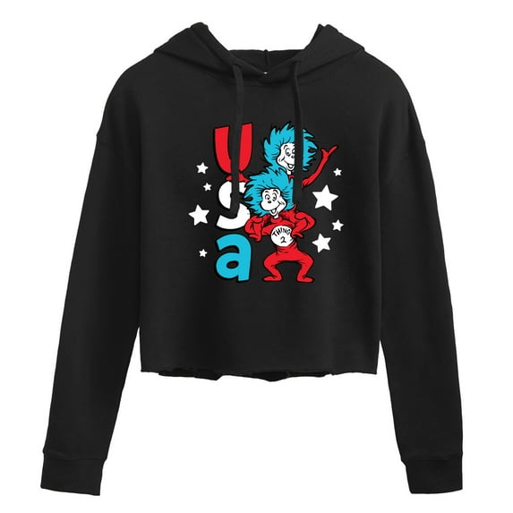 Dr. Seuss - USA Things - Juniors Cropped Pullover Hoodie