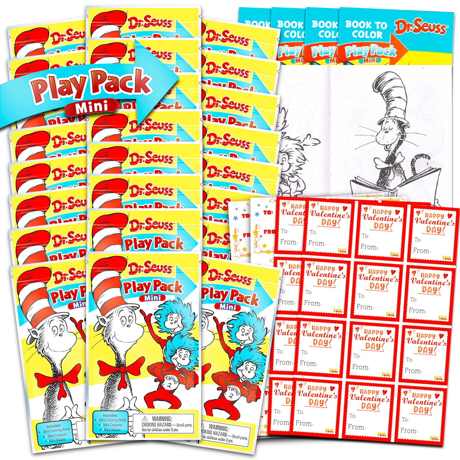 Dr. Seuss Valentine's Day DHF10 Classroom Gift Exchange Bundle - 24 Cat ...