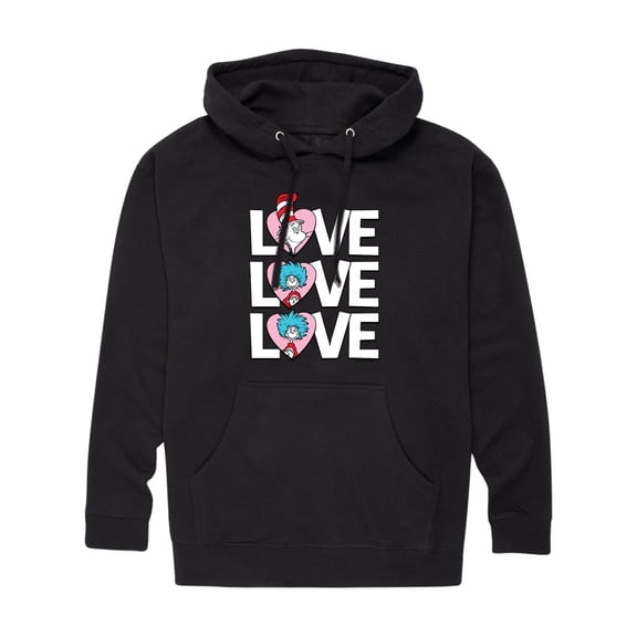 Dr. Seuss - Valentine's Day with Cat In The Hat - Men's Pullover Hooded Fleece Sweatshirt