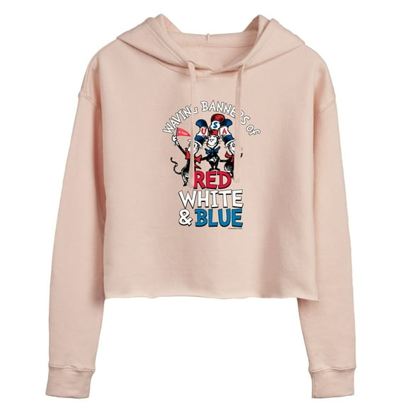Dr. Seuss - Waving Banners Red White Blue - Juniors Cropped Pullover Hoodie