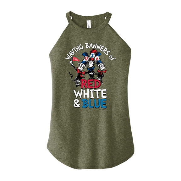 Dr. Seuss - Waving Banners Red White Blue - Juniors High Neck Tank Top