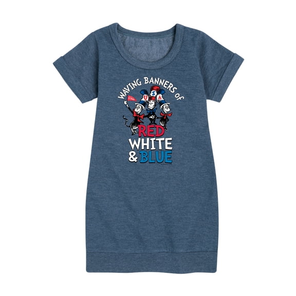 Dr. Seuss - Waving Banners of Red, White and Blue - Toddler And Youth Girls Fleece Dress