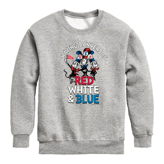 Dr. Seuss - Wavings Banners of Red, White and Blue - Toddler And Youth Crewneck Fleece Sweatshirt