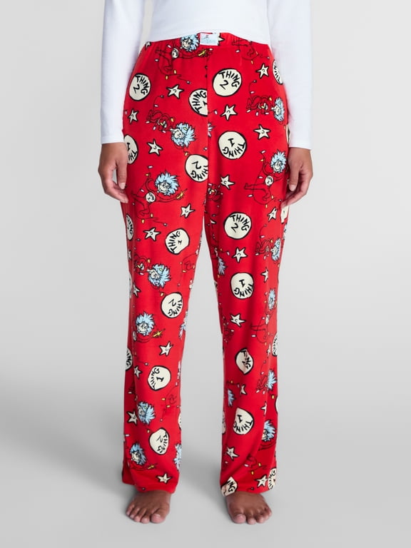 Dr. Seuss Thing One and Thing Two Women’s Velour Sleep Pants, Sizes XS-3X