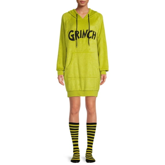 Dr. Seuss Women's Grinch Sleep Shimmer Lounger with Socks