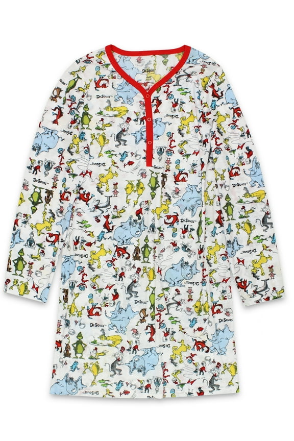 Women's Long Sleeve Dorm Nightgown Sleep Dress Pajamas WF21487DR