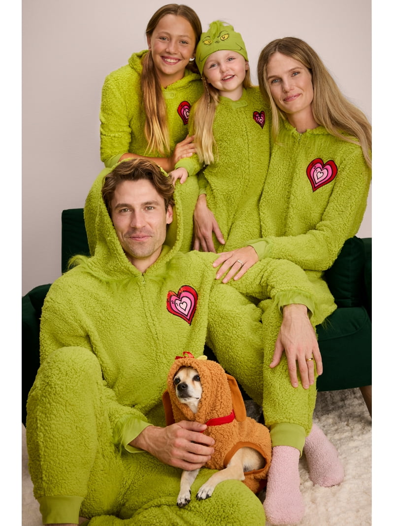 Seuss The Grinch Women's Christmas Pajamas, Faux Sherpa Union