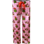Womens Dr. Seuss the Grinch and Max Fairisle Pink Plush Lounge Pants (3X)