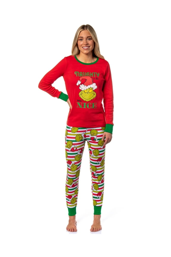 Dr. Seuss Womens' The Grinch Who Stole Christmas Naughty is the New Nice Lounge Pajama Set