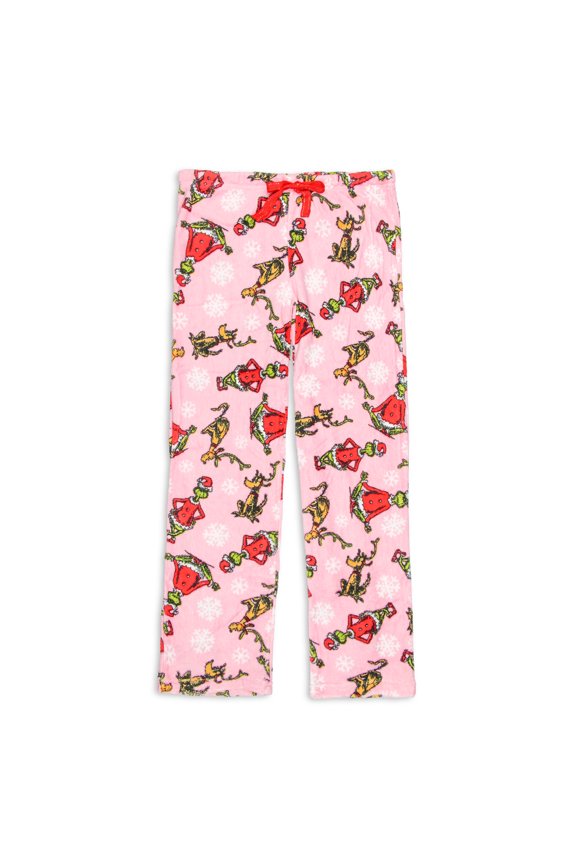 Dr. Seuss Womens' The Grinch and Max Snowflake Soft Fleece Plush Pajama Pants