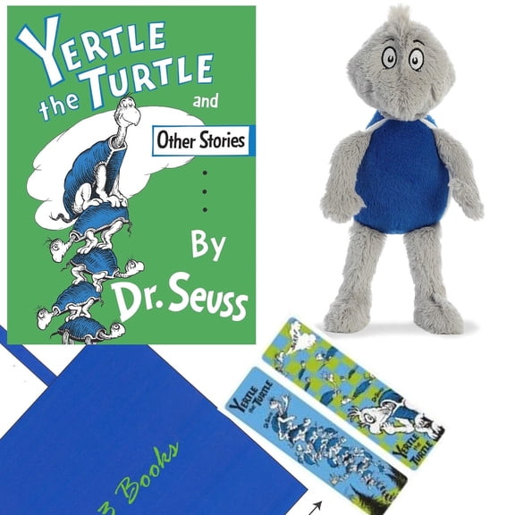Dr. Seuss Yertle The Turtle and Other Stories Hardcover, Dr Seuss Plush Toy Book Character Stuffed Animal, Bookmarks, and Gift Book Bag (Educational Gift Set Tackles Greed, Vanity and Pride in Rhyme)