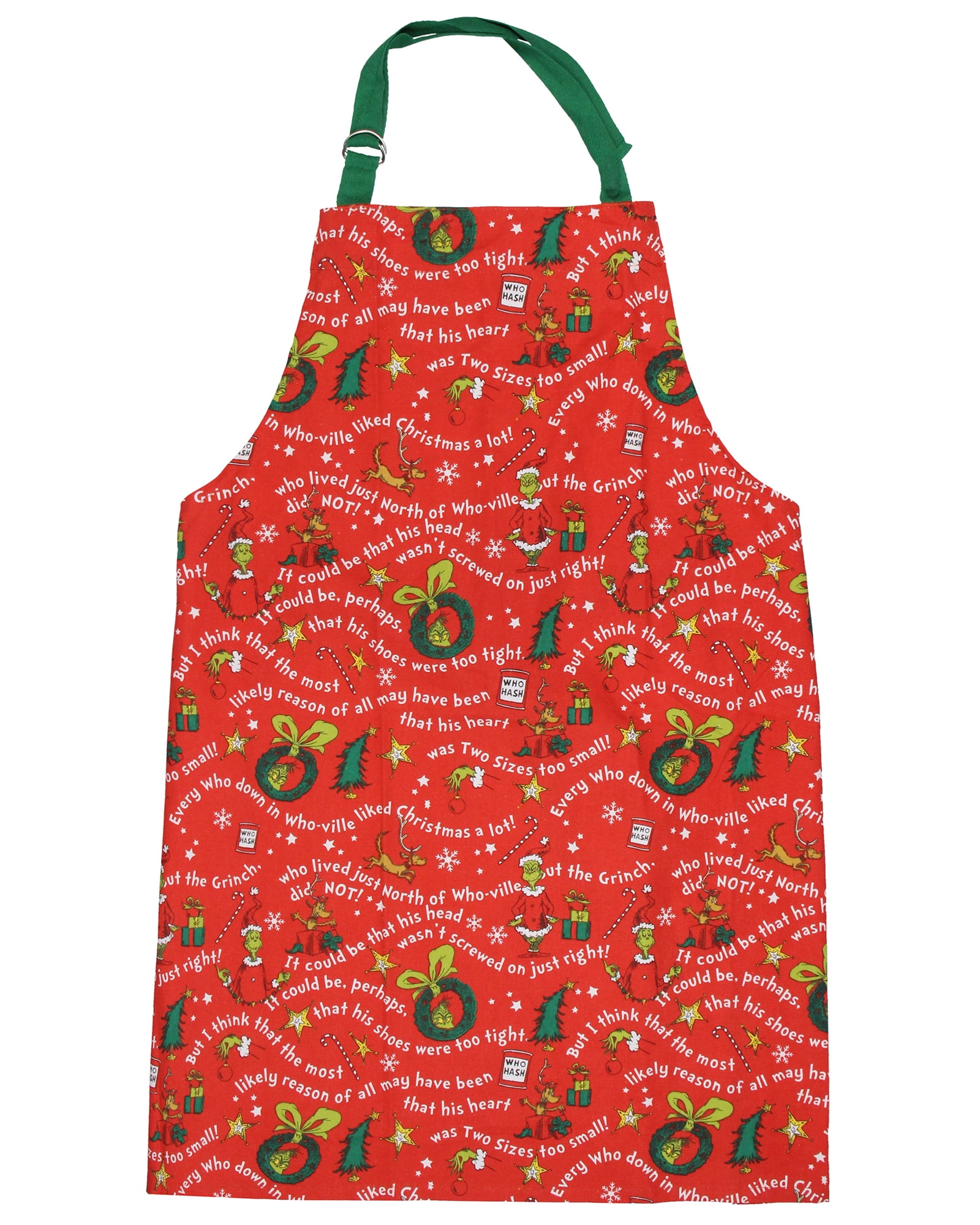 Dr Seuss's How The GRINCH Stole Christmas Storybook Icons Adult Kitchen Apron w/Adjustable Neck Strap For Baking Cooking