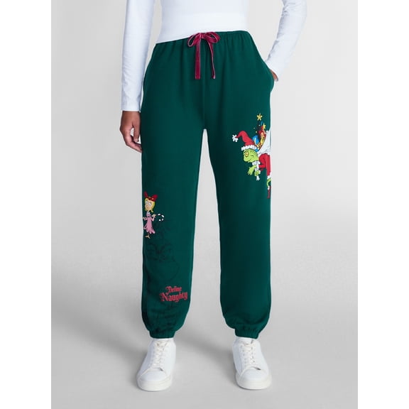Dr. Seuss's The Grinch Women's and Women's Plus Christmas Define Naughty Graphic Joggers, Sizes XXS-4X