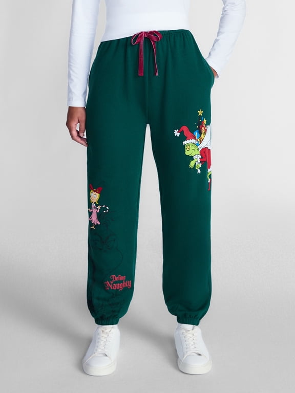Dr. Seuss's The Grinch Women's and Women's Plus Christmas Define Naughty Graphic Joggers, Sizes XXS-4X
