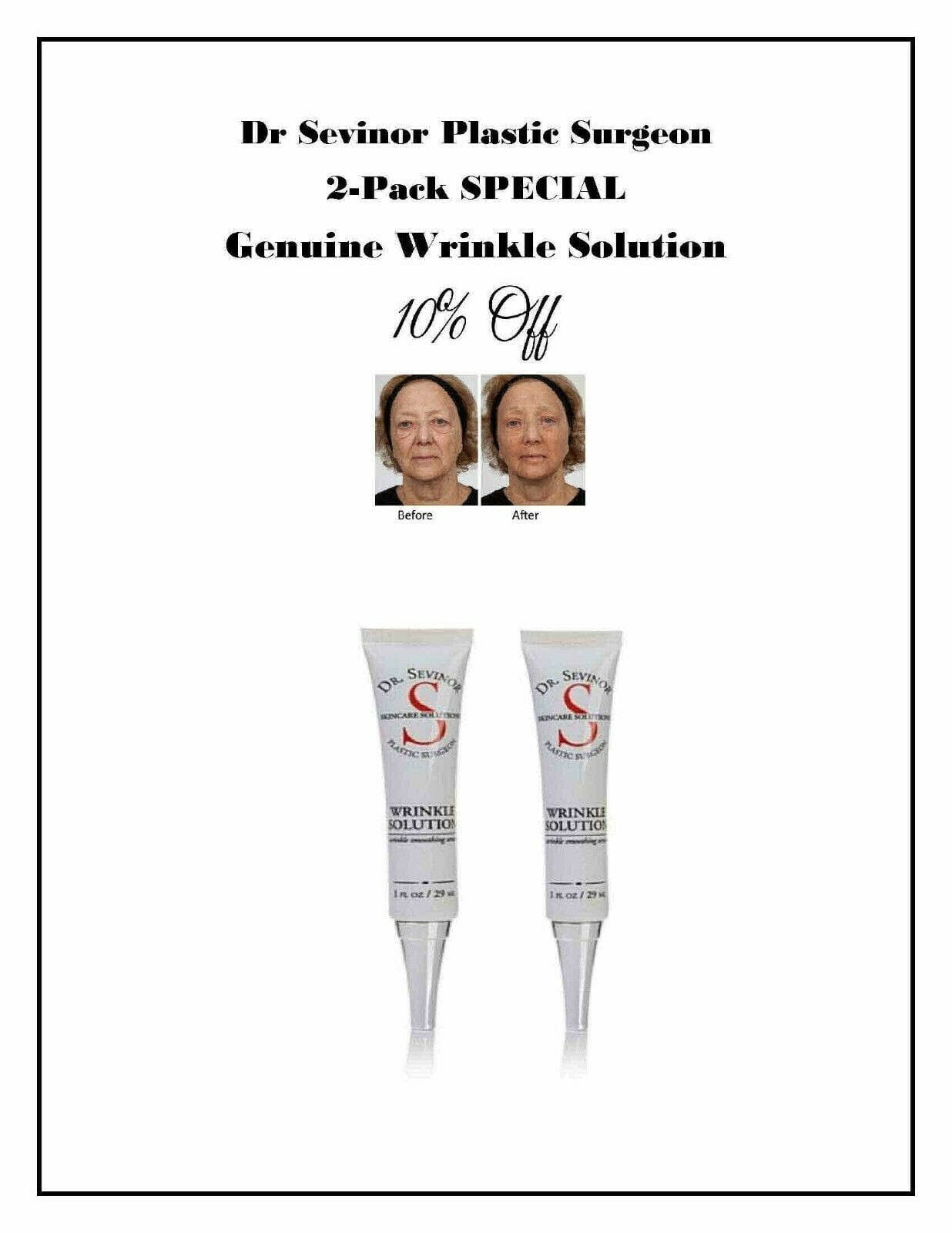 Dr Sevinor Genuine-Original Amazing Wrinkle Solution Wrinkle Smoothing Tinted Serum  2-Pack Special Save 10% 2oz. As Seen on TV SAVE 10%