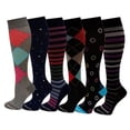 thumbnail image 1 of Dr. Shams 6 Pairs Pack Women Graduated Compression Knee High Socks (9-11, Assorted Printed), 1 of 1