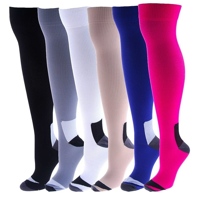 Dr. Shams 6 Pairs Pack Women Graduated Compression Knee High Socks 9-11 ...