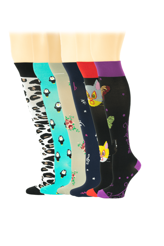 6 Pairs pack Graduated Compression Knee High Socks